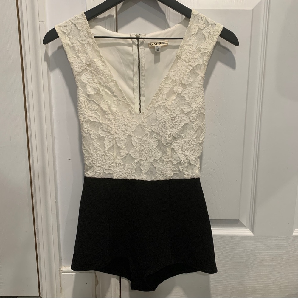 Urban Outfitters Plunging Lace Romper